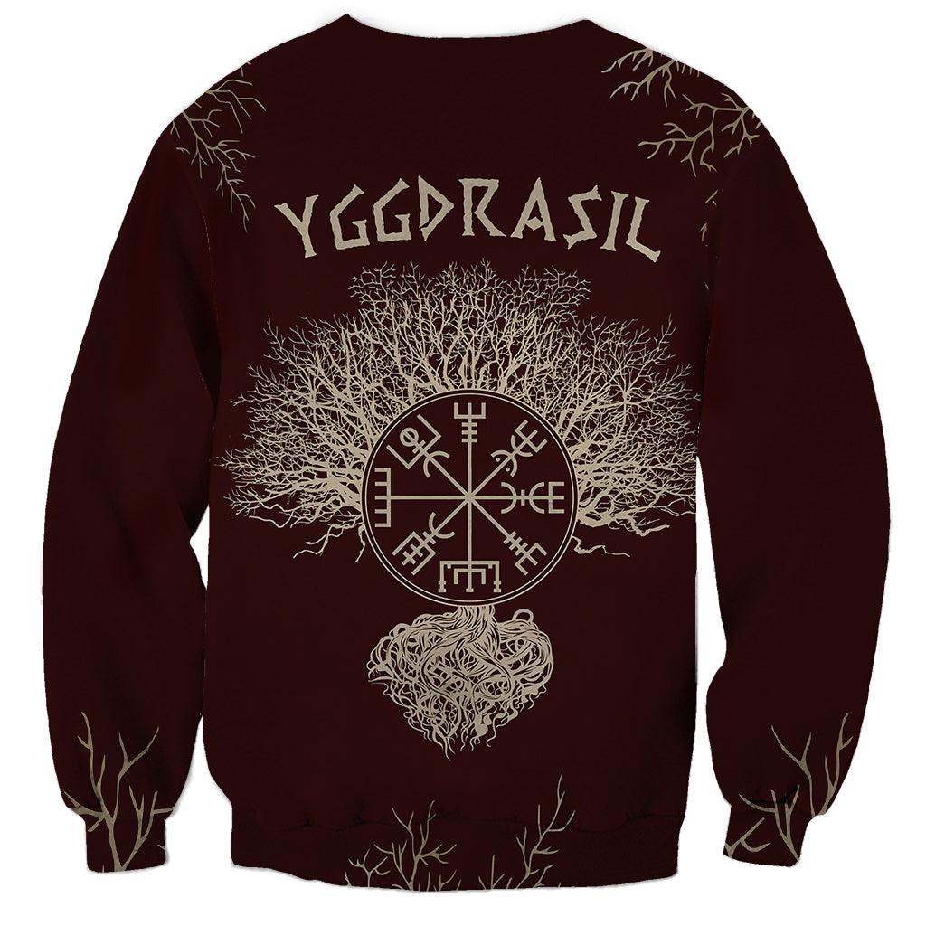Viking Sweatshirt Yggdrasil Pattern And Ancient Rune - Wonder Print Shop