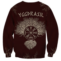 Viking Sweatshirt Yggdrasil Pattern And Ancient Rune - Wonder Print Shop