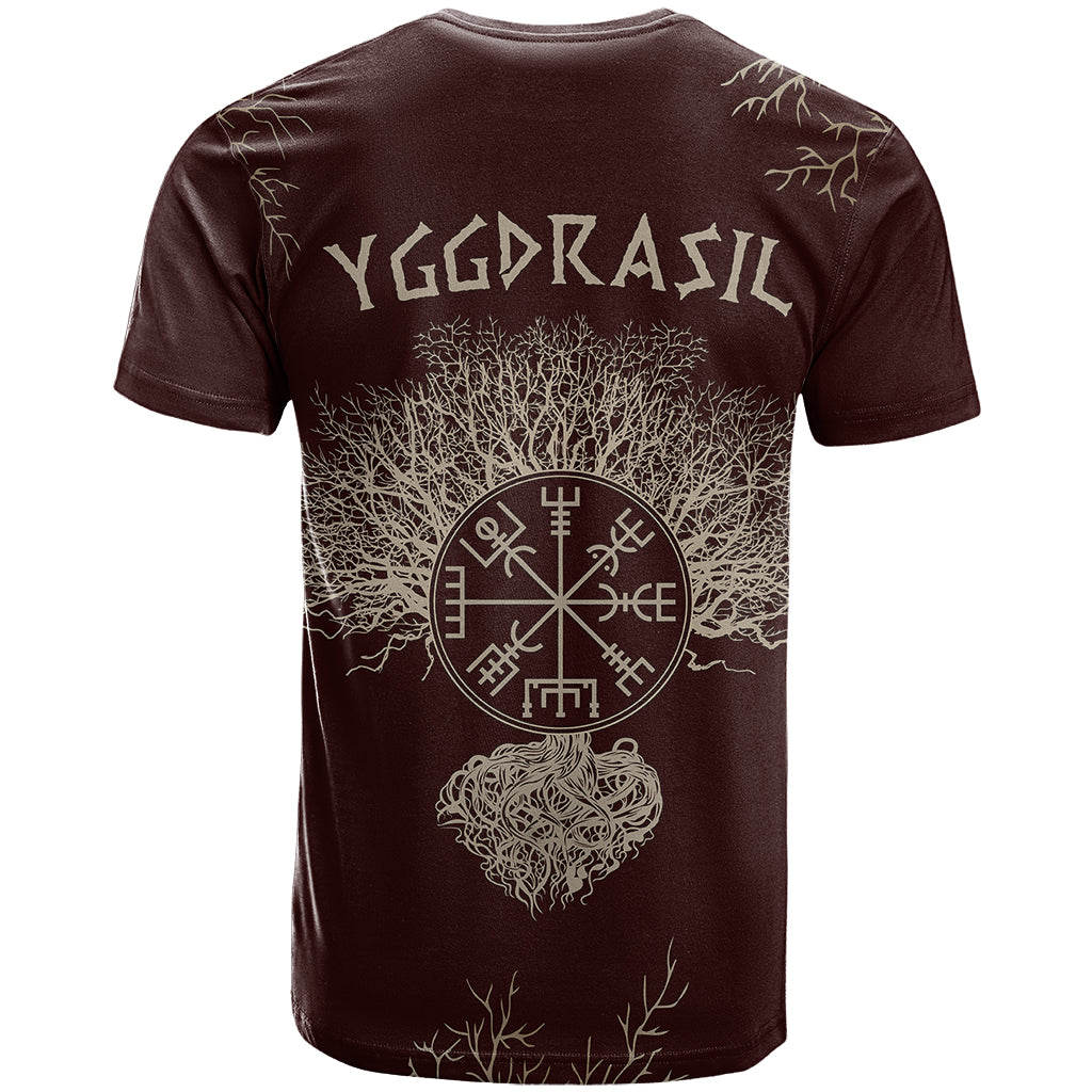 Viking T Shirt Yggdrasil Pattern And Ancient Rune - Wonder Print Shop