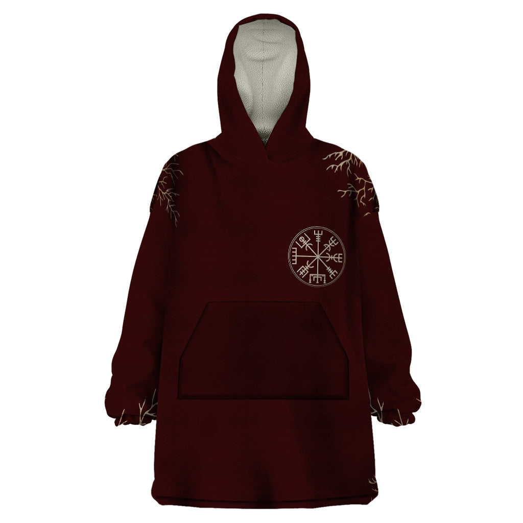 Viking Wearable Blanket Hoodie Yggdrasil Pattern And Ancient Rune - Wonder Print Shop