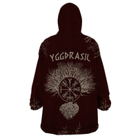 Viking Wearable Blanket Hoodie Yggdrasil Pattern And Ancient Rune - Wonder Print Shop