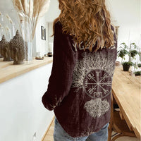 Viking Women Casual Shirt Yggdrasil Pattern And Ancient Rune - Wonder Print Shop