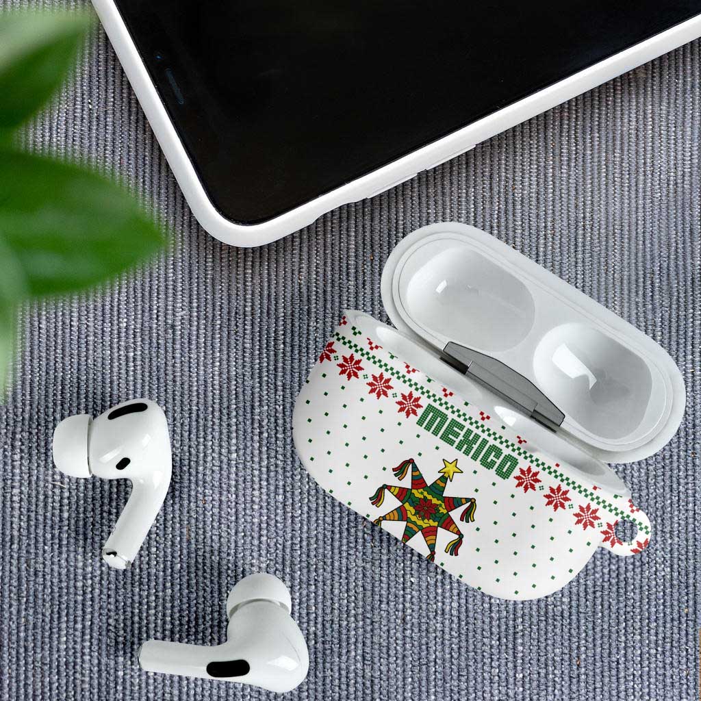 Mexico Christmas AirPods Case with Piñata Star Design and Red Green Snowflake Pattern - Wonder Print Shop