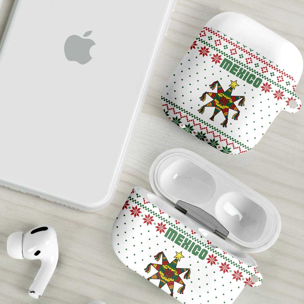 Mexico Christmas AirPods Case with Piñata Star Design and Red Green Snowflake Pattern - Wonder Print Shop