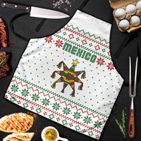 Mexico Christmas Apron with Piñata Star Design and Red Green Snowflake Pattern - Wonder Print Shop