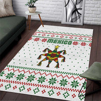 Mexico Christmas Area Rug with Piñata Star Design and Red Green Snowflake Pattern - Wonder Print Shop