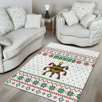 Mexico Christmas Area Rug with Piñata Star Design and Red Green Snowflake Pattern - Wonder Print Shop