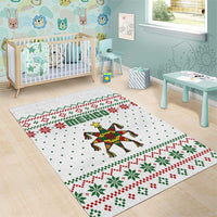 Mexico Christmas Area Rug with Piñata Star Design and Red Green Snowflake Pattern - Wonder Print Shop