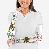 Mexico Christmas Arm Sleeves with Piñata Star Design and Red Green Snowflake Pattern - Wonder Print Shop