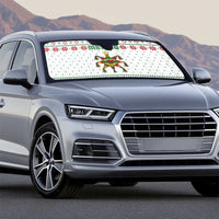 Mexico Christmas Auto Sun Shade with Piñata Star Design and Red Green Snowflake Pattern - Wonder Print Shop