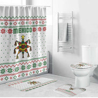 Mexico Christmas Bathroom Set with Piñata Star Design and Red Green Snowflake Pattern - Wonder Print Shop