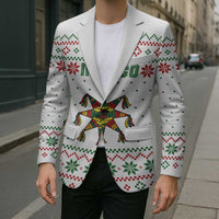 Mexico Christmas Blazer with Piñata Star Design and Red Green Snowflake Pattern - Wonder Print Shop