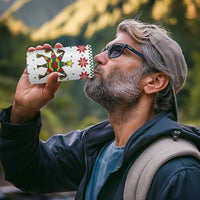 Mexico Christmas 4 in 1 Can Cooler Tumbler with Piñata Star Design and Red Green Snowflake Pattern - Wonder Print Shop