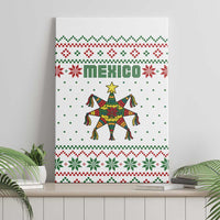Mexico Christmas Canvas Wall Art with Piñata Star Design and Red Green Snowflake Pattern - Wonder Print Shop