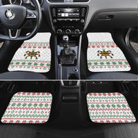 Mexico Christmas Car Mats with Piñata Star Design and Red Green Snowflake Pattern - Wonder Print Shop