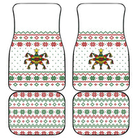 Mexico Christmas Car Mats with Piñata Star Design and Red Green Snowflake Pattern - Wonder Print Shop