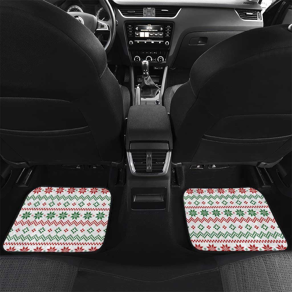 Mexico Christmas Car Mats with Piñata Star Design and Red Green Snowflake Pattern - Wonder Print Shop