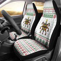 Mexico Christmas Car Seat Cover with Piñata Star Design and Red Green Snowflake Pattern - Wonder Print Shop