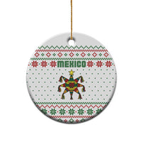 Mexico Christmas Ceramic Ornament with Piñata Star Design and Red Green Snowflake Pattern - Wonder Print Shop