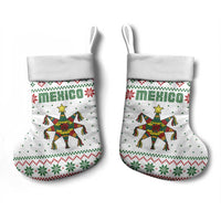 Mexico Christmas Stocking with Piñata Star Design and Red Green Snowflake Pattern - Wonder Print Shop