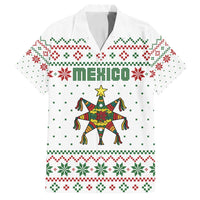 Mexico Christmas Family Matching Long Sleeve Bodycon Dress and Hawaiian Shirt with Piñata Star Design and Red Green Snowflake Pattern - Wonder Print Shop