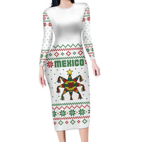 Mexico Christmas Family Matching Long Sleeve Bodycon Dress and Hawaiian Shirt with Piñata Star Design and Red Green Snowflake Pattern - Wonder Print Shop