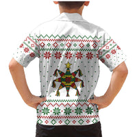 Mexico Christmas Family Matching Mermaid Dress and Hawaiian Shirt with Piñata Star Design and Red Green Snowflake Pattern - Wonder Print Shop