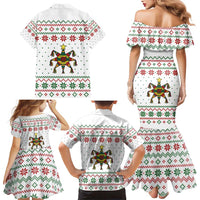 Mexico Christmas Family Matching Mermaid Dress and Hawaiian Shirt with Piñata Star Design and Red Green Snowflake Pattern - Wonder Print Shop