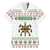 Mexico Christmas Family Matching Off The Shoulder Long Sleeve Dress and Hawaiian Shirt with Piñata Star Design and Red Green Snowflake Pattern - Wonder Print Shop