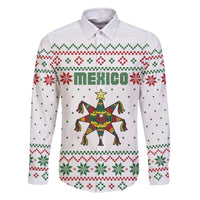 Mexico Christmas Family Matching Off The Shoulder Long Sleeve Dress and Hawaiian Shirt with Piñata Star Design and Red Green Snowflake Pattern - Wonder Print Shop