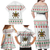 Mexico Christmas Family Matching Off Shoulder Maxi Dress and Hawaiian Shirt with Piñata Star Design and Red Green Snowflake Pattern - Wonder Print Shop