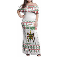 Mexico Christmas Family Matching Off Shoulder Maxi Dress and Hawaiian Shirt with Piñata Star Design and Red Green Snowflake Pattern - Wonder Print Shop