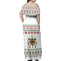 Mexico Christmas Family Matching Off Shoulder Maxi Dress and Hawaiian Shirt with Piñata Star Design and Red Green Snowflake Pattern - Wonder Print Shop