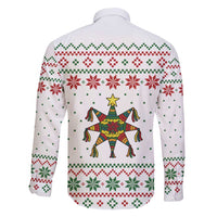 Mexico Christmas Family Matching Off Shoulder Short Dress and Hawaiian Shirt with Piñata Star Design and Red Green Snowflake Pattern - Wonder Print Shop