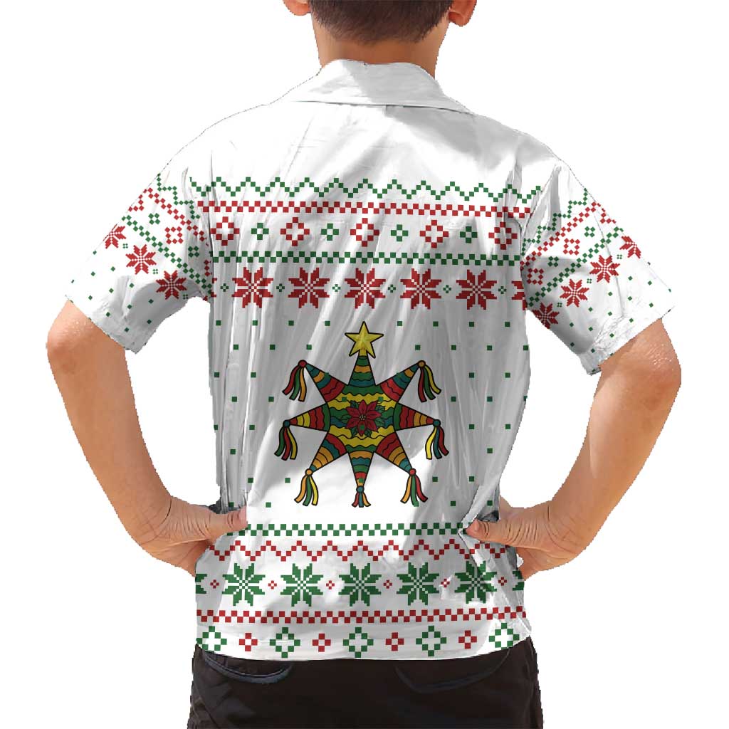 Mexico Christmas Family Matching Puletasi and Hawaiian Shirt with Piñata Star Design and Red Green Snowflake Pattern - Wonder Print Shop