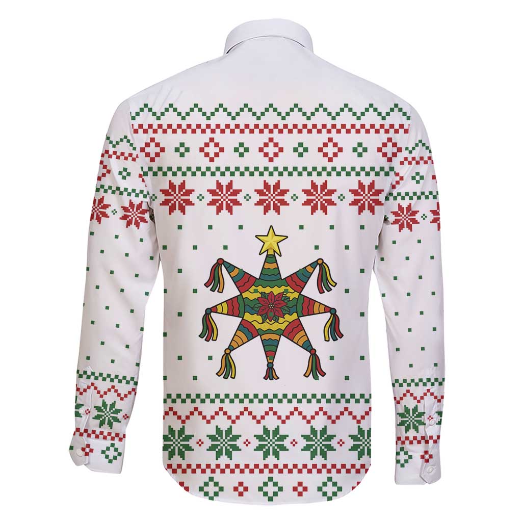 Mexico Christmas Family Matching Short Sleeve Bodycon Dress and Hawaiian Shirt with Piñata Star Design and Red Green Snowflake Pattern - Wonder Print Shop