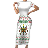 Mexico Christmas Family Matching Short Sleeve Bodycon Dress and Hawaiian Shirt with Piñata Star Design and Red Green Snowflake Pattern - Wonder Print Shop