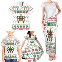 Mexico Christmas Family Matching Tank Maxi Dress and Hawaiian Shirt with Piñata Star Design and Red Green Snowflake Pattern - Wonder Print Shop