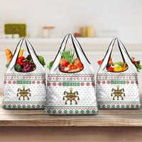 Mexico Christmas Grocery Bag with Piñata Star Design and Red Green Snowflake Pattern - Wonder Print Shop
