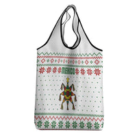 Mexico Christmas Grocery Bag with Piñata Star Design and Red Green Snowflake Pattern - Wonder Print Shop
