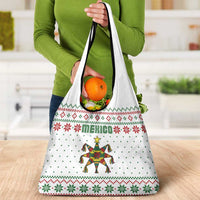 Mexico Christmas Grocery Bag with Piñata Star Design and Red Green Snowflake Pattern - Wonder Print Shop