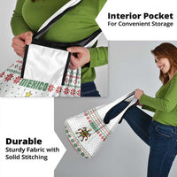 Mexico Christmas Grocery Bag with Piñata Star Design and Red Green Snowflake Pattern - Wonder Print Shop