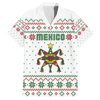Mexico Christmas Hawaiian Shirt with Piñata Star Design and Red Green Snowflake Pattern - Wonder Print Shop