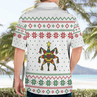 Mexico Christmas Hawaiian Shirt with Piñata Star Design and Red Green Snowflake Pattern - Wonder Print Shop
