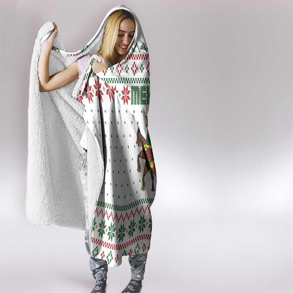 Mexico Christmas Hooded Blanket with Piñata Star Design and Red Green Snowflake Pattern - Wonder Print Shop
