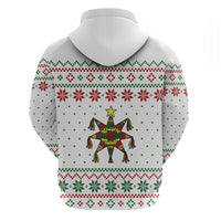 Mexico Christmas Hoodie with Piñata Star Design and Red Green Snowflake Pattern - Wonder Print Shop