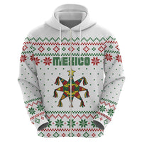 Mexico Christmas Hoodie with Piñata Star Design and Red Green Snowflake Pattern - Wonder Print Shop