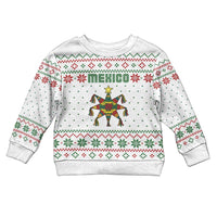 Mexico Christmas Kid Ugly Christmas Sweater with Piñata Star Design and Red Green Snowflake Pattern - Wonder Print Shop