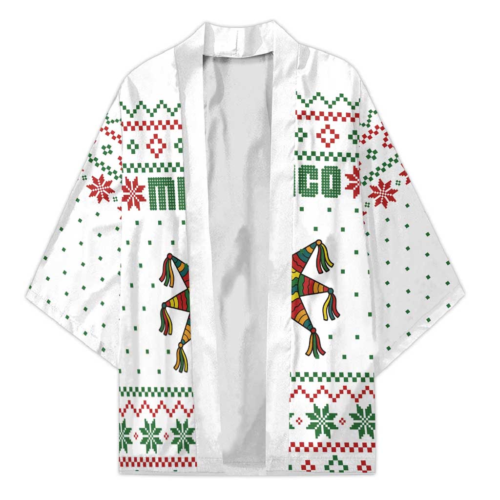Mexico Christmas Kimono with Piñata Star Design and Red Green Snowflake Pattern - Wonder Print Shop