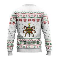 Mexico Christmas Ugly Christmas Sweater with Piñata Star Design and Red Green Snowflake Pattern - Wonder Print Shop
